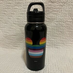Disney Pride Stainless Steel Black Water Bottle Mickey Mouse Rainbow LGBTQ+